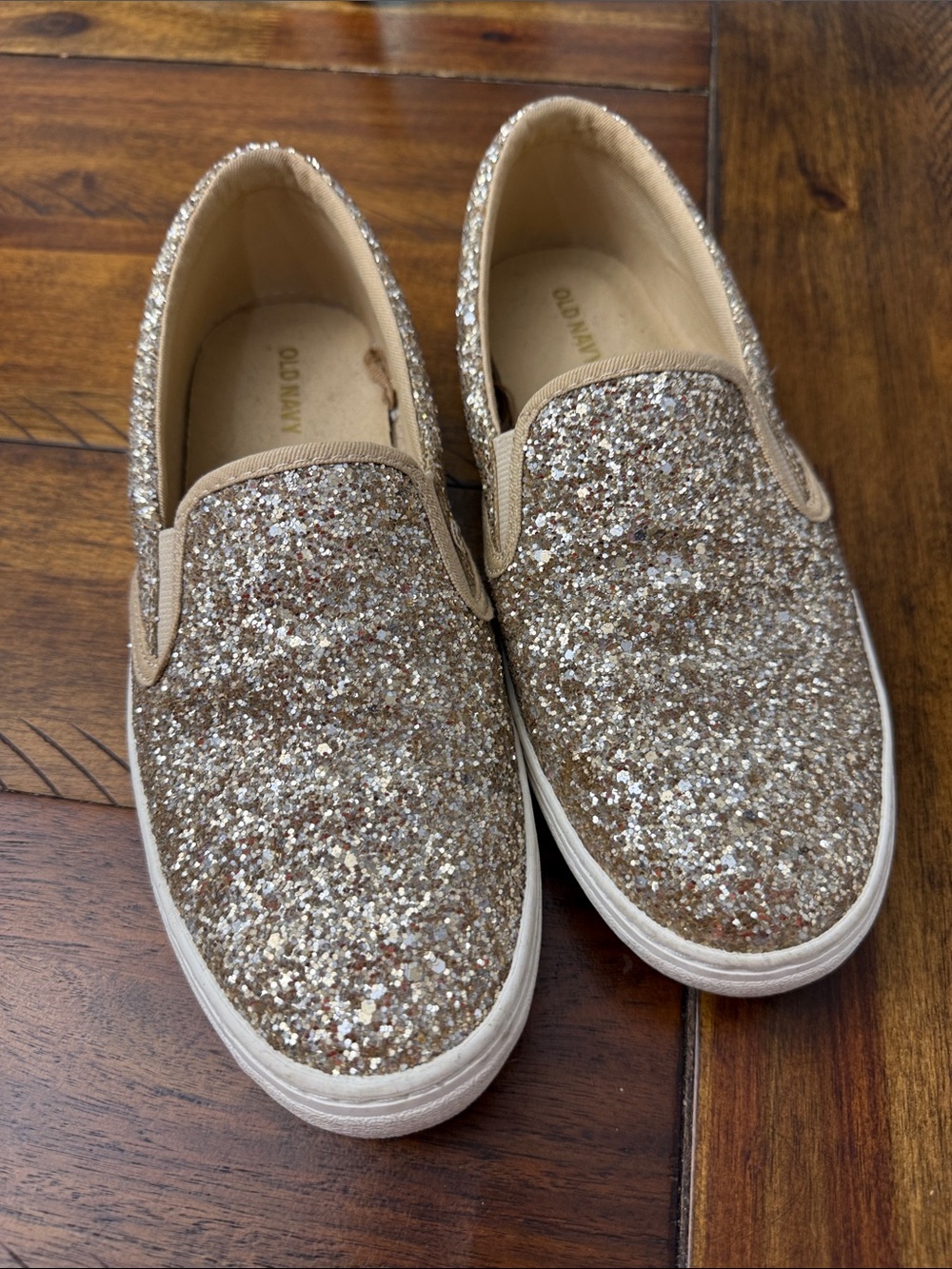 Old Navy Women’s Glitter Slip-On Sneakers in Gold